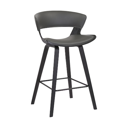 Armen Living Jagger Modern 26" Black Wood and Gray Faux Leather Counter Height Barstool LCJGBABLGR26